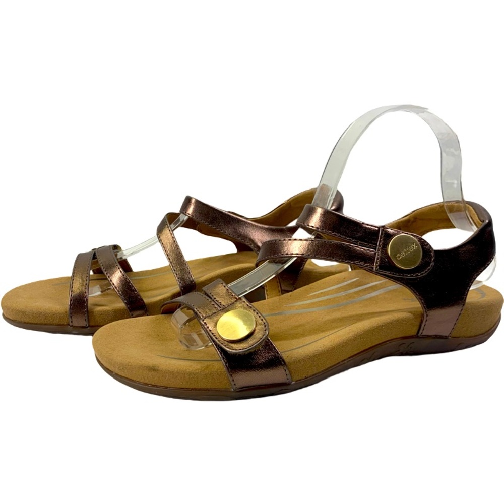 AETREX Jess Metallic Bronze Strappy Comfort Sandal